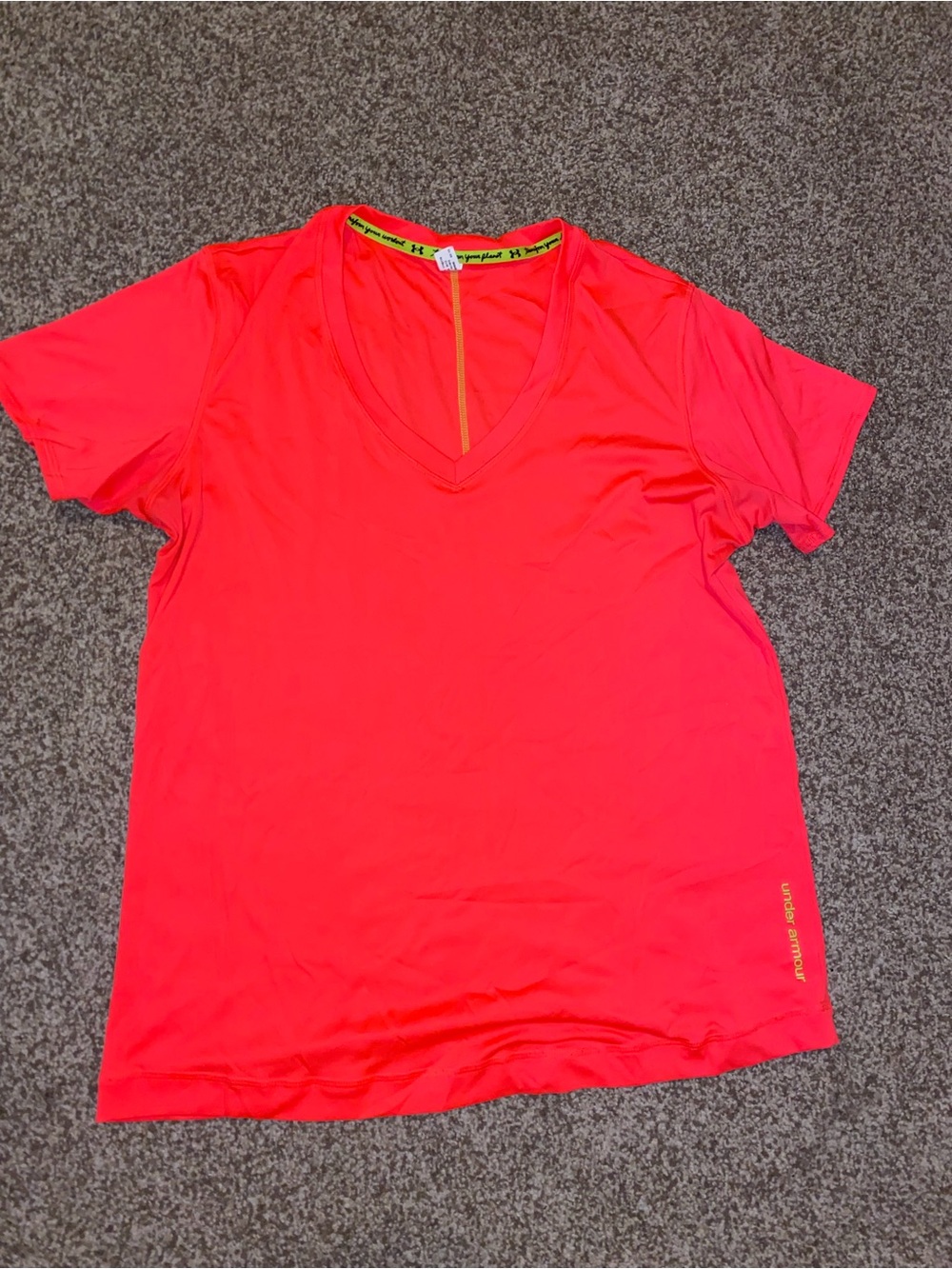 Under Armour Women's Bright Neon Pink V-Neck Short Sleeve Top